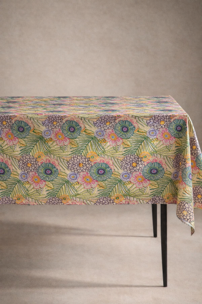 Renkli İlkbahar Çiçekleri Pamuklu Masa Örtüsü-MSOR017