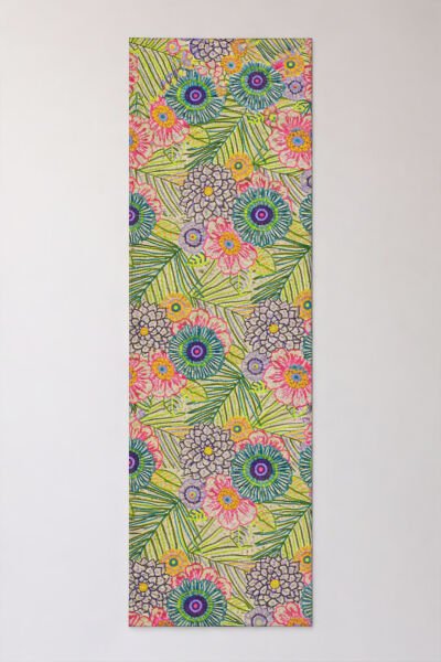 Renkli İlkbahar Çiçekleri Pamuklu Runner 50*150 Cm-RUNR017