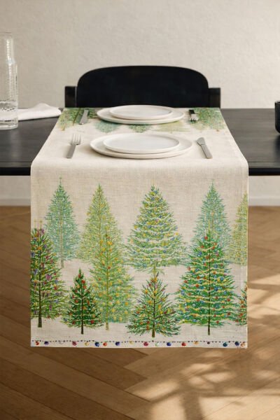 Çam Ağaçları Pamuklu Runner 50*150 Cm-RUNR020
