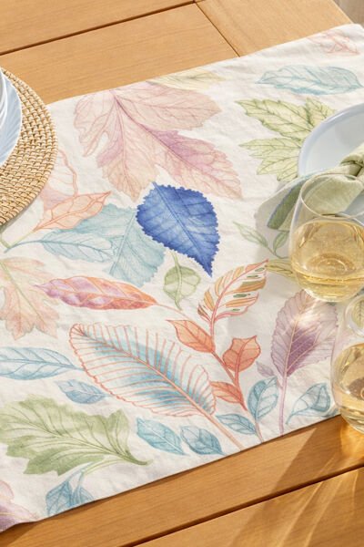 Renkli Yapraklar Pamuklu Runner 50*150 Cm-RUNR021