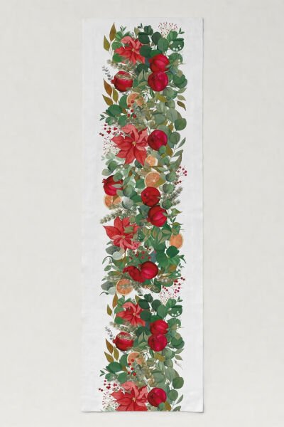 Nar ve Çiçekler Pamuklu Runner 50*150 Cm-RUNR022