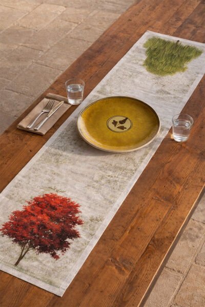 Doğa Desenli Pamuklu Runner 50*150 Cm-RUNR025