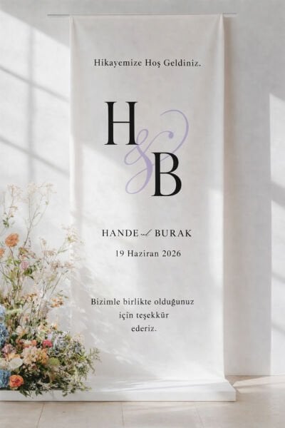 Kişiye Özel Kanvas Karşılama Panosu 70 x 180 Cm-002 Kişileştirilebilir,Düğün Söz Nişan Kına Parti  Flama