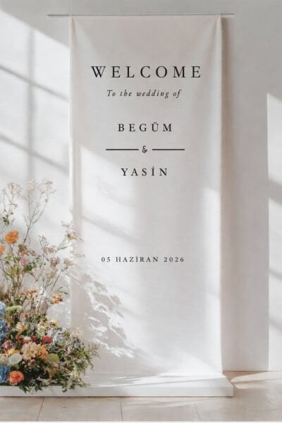 Kişiye Özel Kanvas Karşılama Panosu 70 x 180 Cm-003 Kişileştirilebilir,Düğün Söz Nişan Kına Parti  Flama