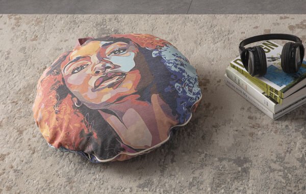 DekoMall Çok Amaçlı İç Dolgulu Puf, Yer Minderi, Bahçe Minderi, Balkon Minderi,Yuvarlak Minder