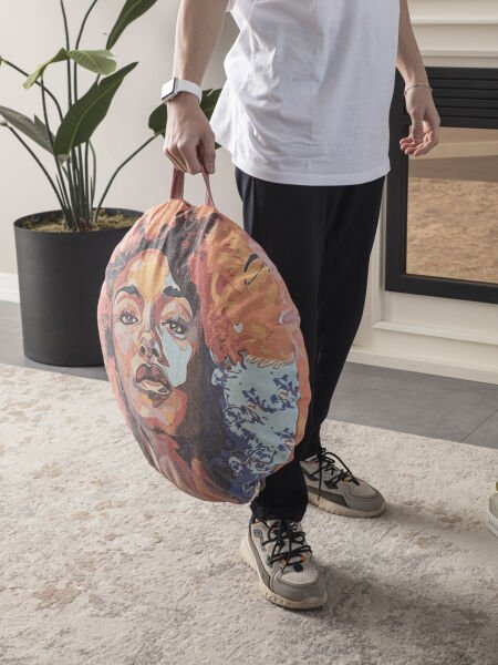 DekoMall Çok Amaçlı İç Dolgulu Puf, Yer Minderi, Bahçe Minderi, Balkon Minderi,Yuvarlak Minder