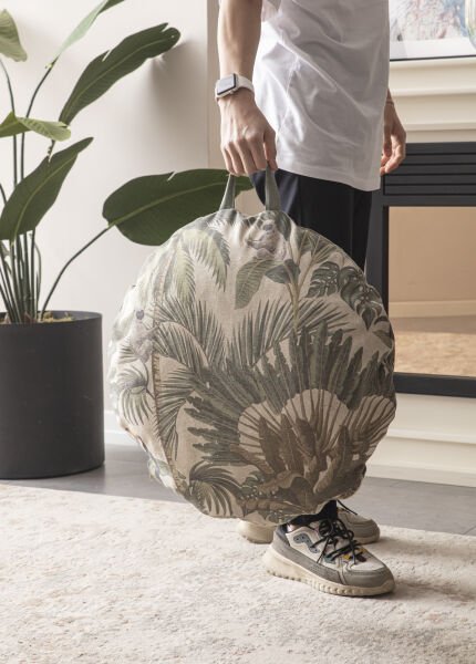 Green Palm Çok Amaçlı İç Dolgulu Puf, Yer Minderi, Bahçe Minderi, Balkon Minderi,Yuvarlak Minder