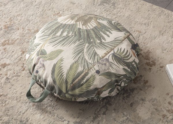 Green Palm Çok Amaçlı İç Dolgulu Puf, Yer Minderi, Bahçe Minderi, Balkon Minderi,Yuvarlak Minder