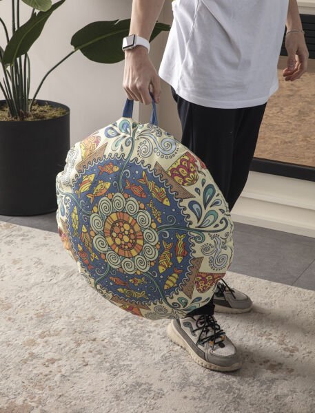 Mystic Fish Çok Amaçlı İç Dolgulu Puf, Yer Minderi, Bahçe Minderi, Balkon Minderi,Yuvarlak Minder