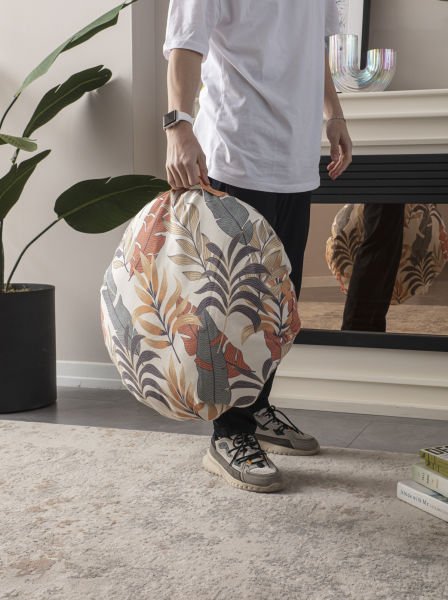 Sun Palm Çok Amaçlı İç Dolgulu Puf, Yer Minderi, Bahçe Minderi, Balkon Minderi,Yuvarlak Minder