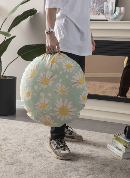 Daisy Çok Amaçlı İç Dolgulu Puf, Yer Minderi, Bahçe Minderi, Balkon Minderi,Yuvarlak Minder