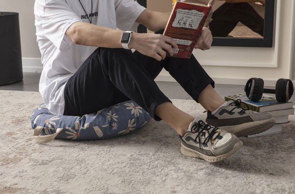 Blue Daisy Çok Amaçlı İç Dolgulu Puf, Yer Minderi, Bahçe Minderi, Balkon Minderi,Yuvarlak Minder