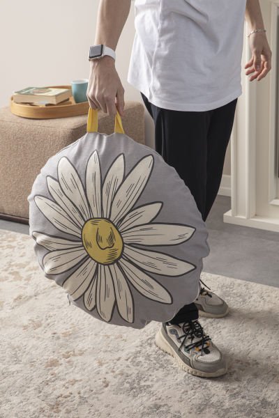 Camomile Çok Amaçlı İç Dolgulu Puf, Yer Minderi, Bahçe Minderi, Balkon Minderi,Yuvarlak Minder