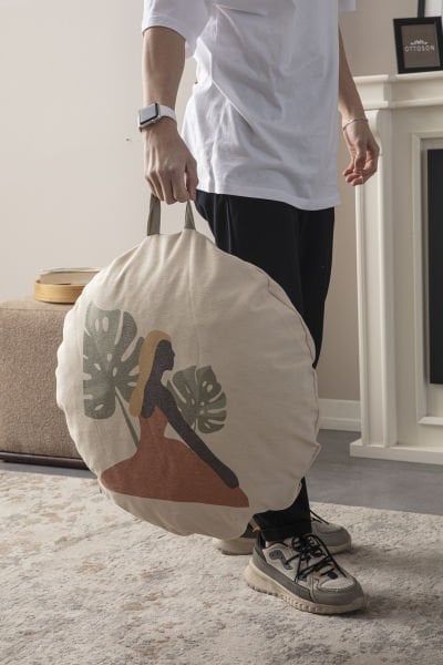 Carmod Çok Amaçlı İç Dolgulu Puf, Yer Minderi, Bahçe Minderi, Balkon Minderi,Yuvarlak Minder