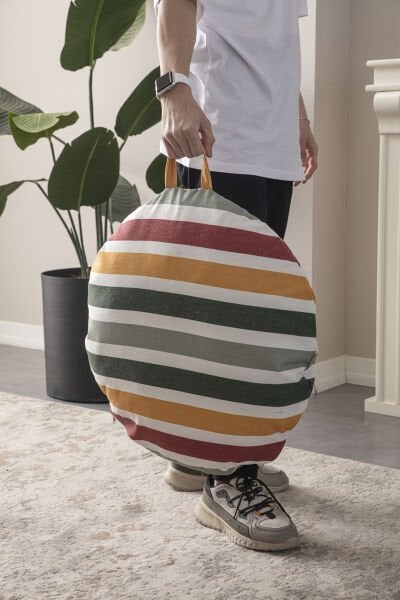 Rainbow Çok Amaçlı İç Dolgulu Puf, Yer Minderi, Bahçe Minderi, Balkon Minderi,Yuvarlak Minder