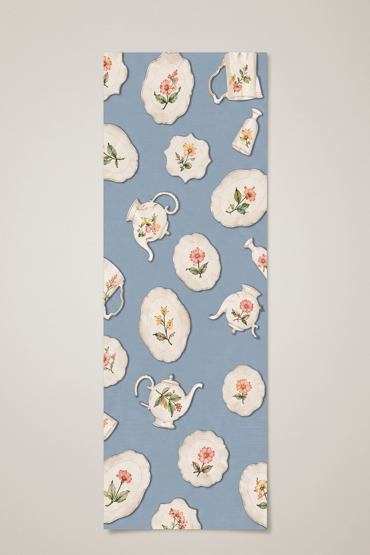 Vintage Porselen Runner 50x150 Cm Mavi