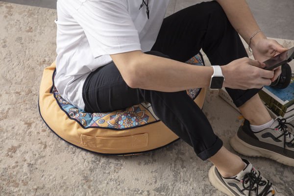 Dekomall Mandala Çok Amaçlı İç Dolgulu Puf, Yer Minderi, Bahçe Minderi, Balkon Minderi,Yuvarlak Minder