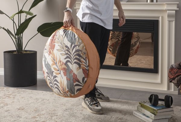 Dekomall Sun Palm Çok Amaçlı İç Dolgulu Puf, Yer Minderi, Bahçe Minderi, Balkon Minderi,Yuvarlak Minder