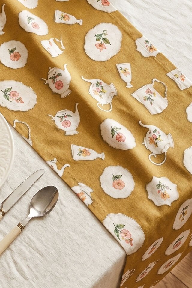 Vintage Porselen Runner 50x150 Cm Hardal