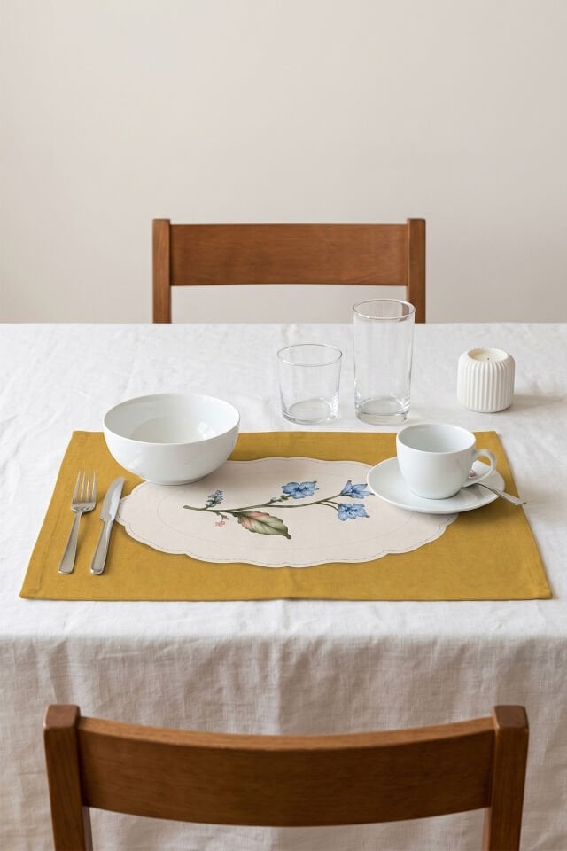 Vintage Porselen 6'lı Amerikan Servis 35x50 Cm Hardal