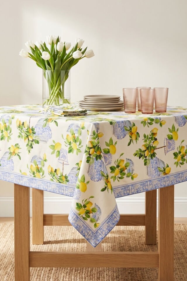 Amalfi Lemon Pamuklu Masa Örtüsü