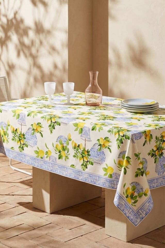 Amalfi Lemon Pamuklu Masa Örtüsü