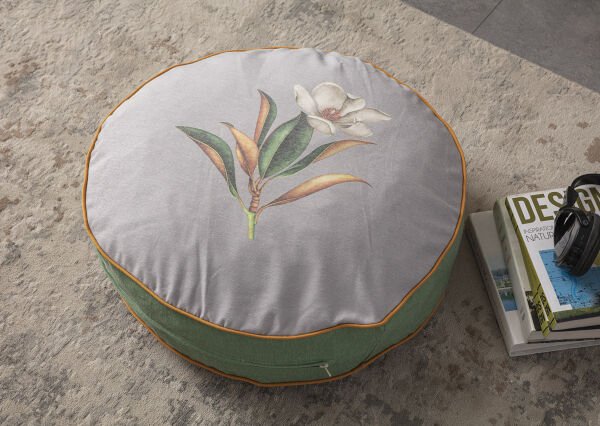 Dekomall Jasmin Çok Amaçlı İç Dolgulu Puf, Yer Minderi, Bahçe Minderi, Balkon Minderi,Yuvarlak Minder