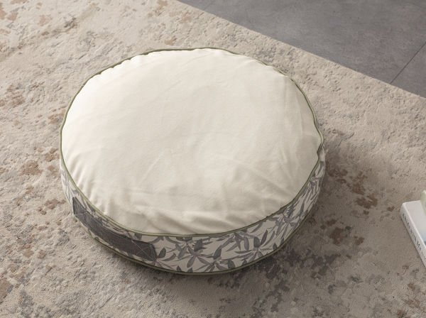 Dekomall Beige Çok Amaçlı İç Dolgulu Puf, Yer Minderi, Bahçe Minderi, Balkon Minderi,Yuvarlak Minder