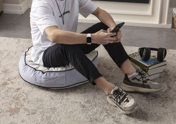 Dekomall Folio Çok Amaçlı İç Dolgulu Puf, Yer Minderi, Bahçe Minderi, Balkon Minderi,Yuvarlak Minder