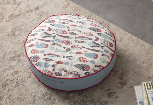 Dekomall Finny Çok Amaçlı İç Dolgulu Puf, Yer Minderi, Bahçe Minderi, Balkon Minderi,Yuvarlak Minder