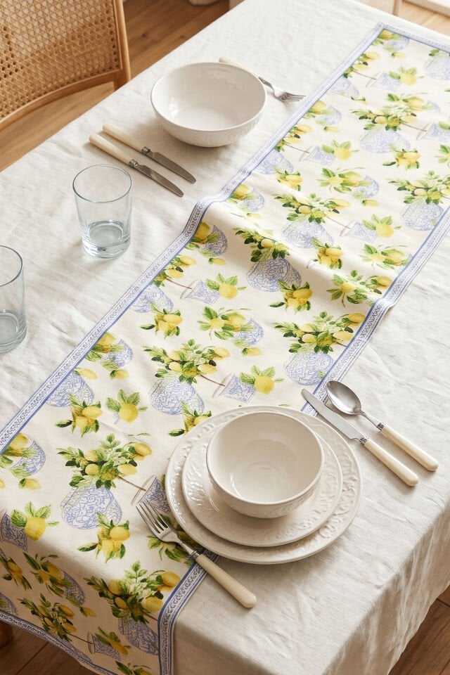 Amalfi Lemon Pamuklu Runner 50x150 Cm