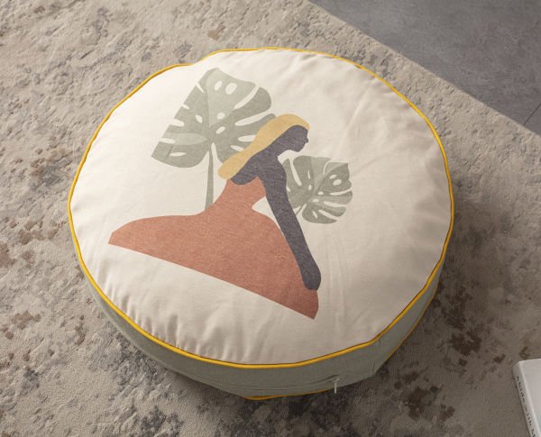 Dekomall Carmod Çok Amaçlı İç Dolgulu Puf, Yer Minderi, Bahçe Minderi, Balkon Minderi,Yuvarlak Minder