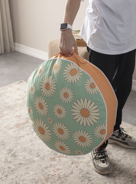 Dekomall Bloom Çok Amaçlı İç Dolgulu Puf, Yer Minderi, Bahçe Minderi, Balkon Minderi,Yuvarlak Minder