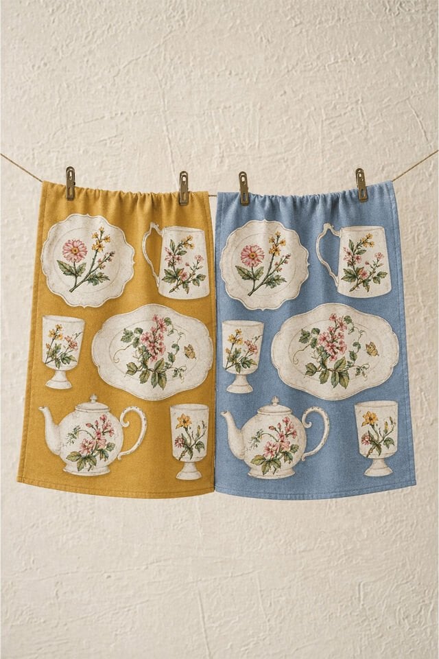 Vintage Porselen 2'li Mutfak Havlusu 30x50 cm