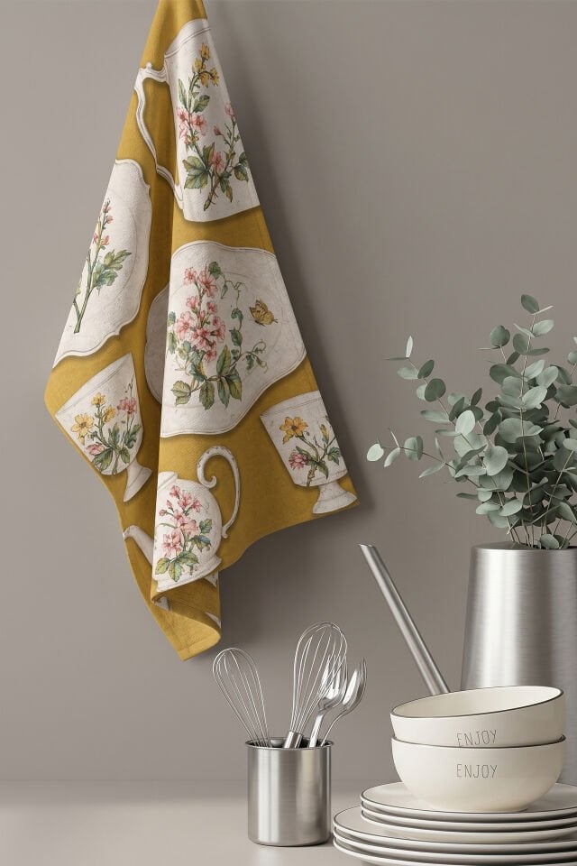 Vintage Porselen 2'li Mutfak Havlusu 30x50 cm