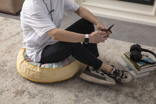 Dekomall Revire Çok Amaçlı İç Dolgulu Puf, Yer Minderi, Bahçe Minderi, Balkon Minderi,Yuvarlak Minder