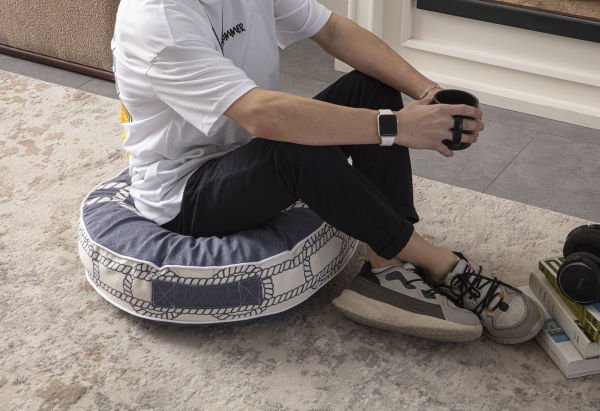 Dekomall Nautical Çok Amaçlı İç Dolgulu Puf, Yer Minderi, Bahçe Minderi, Balkon Minderi,Yuvarlak Minder