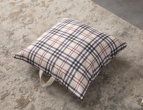 Dekomall Plaid Çok Amaçlı İç Dolgulu Puf, Yer Minderi, Bahçe Minderi, Balkon Minderi,Kare Minder