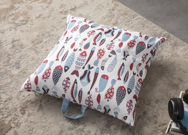 Dekomall Finny Çok Amaçlı İç Dolgulu Puf, Yer Minderi, Bahçe Minderi, Balkon Minderi,Kare Minder