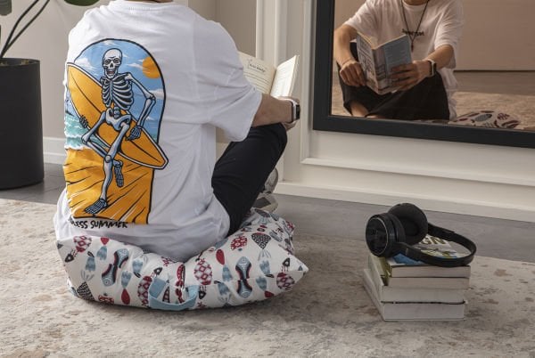 Dekomall Finny Çok Amaçlı İç Dolgulu Puf, Yer Minderi, Bahçe Minderi, Balkon Minderi,Kare Minder