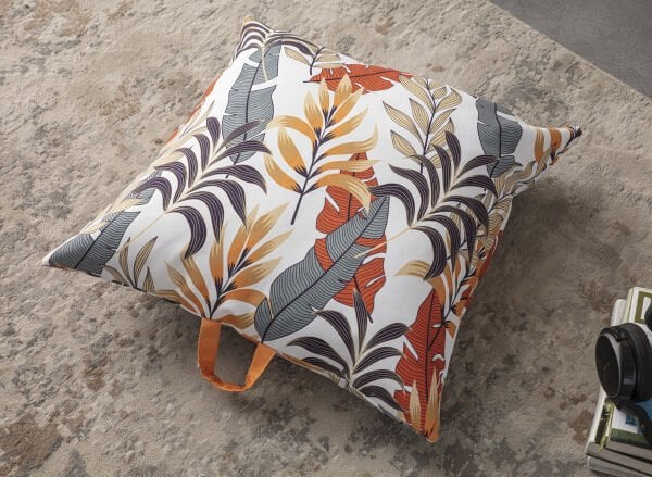 Dekomall Sun Palm Çok Amaçlı İç Dolgulu Puf, Yer Minderi, Bahçe Minderi, Balkon Minderi,Kare Minder