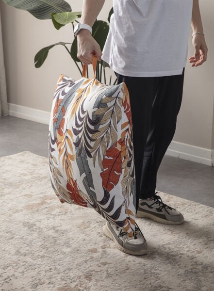 Dekomall Sun Palm Çok Amaçlı İç Dolgulu Puf, Yer Minderi, Bahçe Minderi, Balkon Minderi,Kare Minder