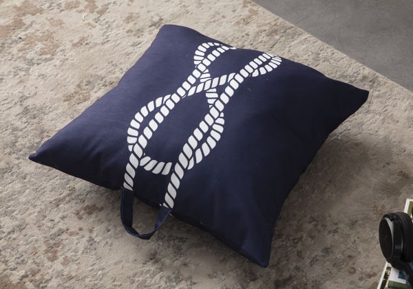 Dekomall Nautical Çok Amaçlı İç Dolgulu Puf, Yer Minderi, Bahçe Minderi, Balkon Minderi,Kare Minder