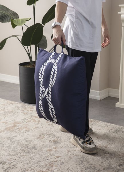 Dekomall Nautical Çok Amaçlı İç Dolgulu Puf, Yer Minderi, Bahçe Minderi, Balkon Minderi,Kare Minder