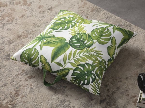 Dekomall Tropical Çok Amaçlı İç Dolgulu Puf, Yer Minderi, Bahçe Minderi, Balkon Minderi,Kare Minder