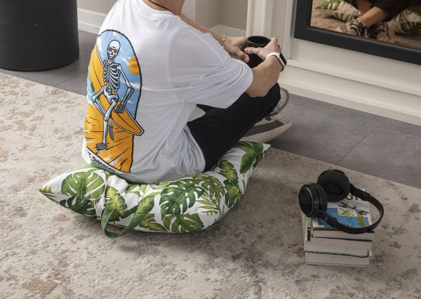 Dekomall Tropical Çok Amaçlı İç Dolgulu Puf, Yer Minderi, Bahçe Minderi, Balkon Minderi,Kare Minder