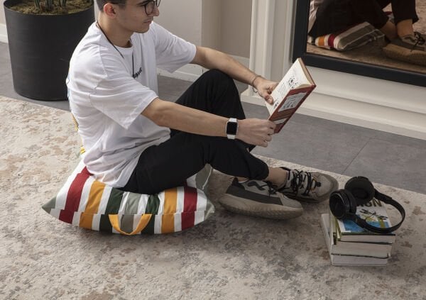 Dekomall Rainbow Çok Amaçlı İç Dolgulu Puf, Yer Minderi, Bahçe Minderi, Balkon Minderi,Kare Minder