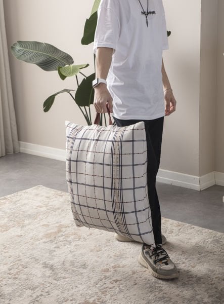 Dekomall Wire  Çok Amaçlı İç Dolgulu Puf, Yer Minderi, Bahçe Minderi, Balkon Minderi,Kare Minder