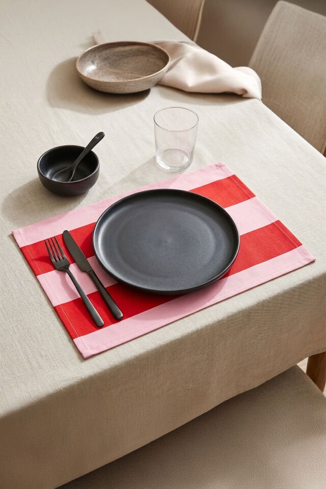 Rose Stripe  6'lı Amerikan Servis 35x50 Cm - Kırmızı & Gül