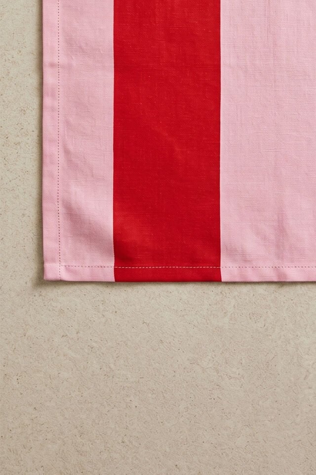 Rose Stripe Pamuklu 6'lı Peçete 40x40 Cm - Kırmızı & Gül
